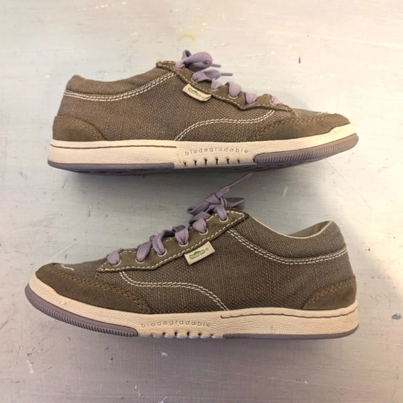 Simple Biodegradable Women’s Canvas  Olive Green eco Sneakers Size 7.5 - Picture 6 of 11